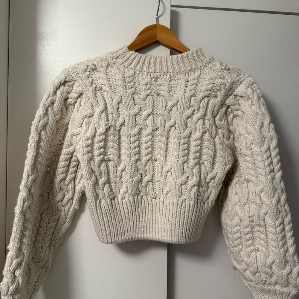 Zara Cream Cable Knit Sweater - Picture 2 of 6